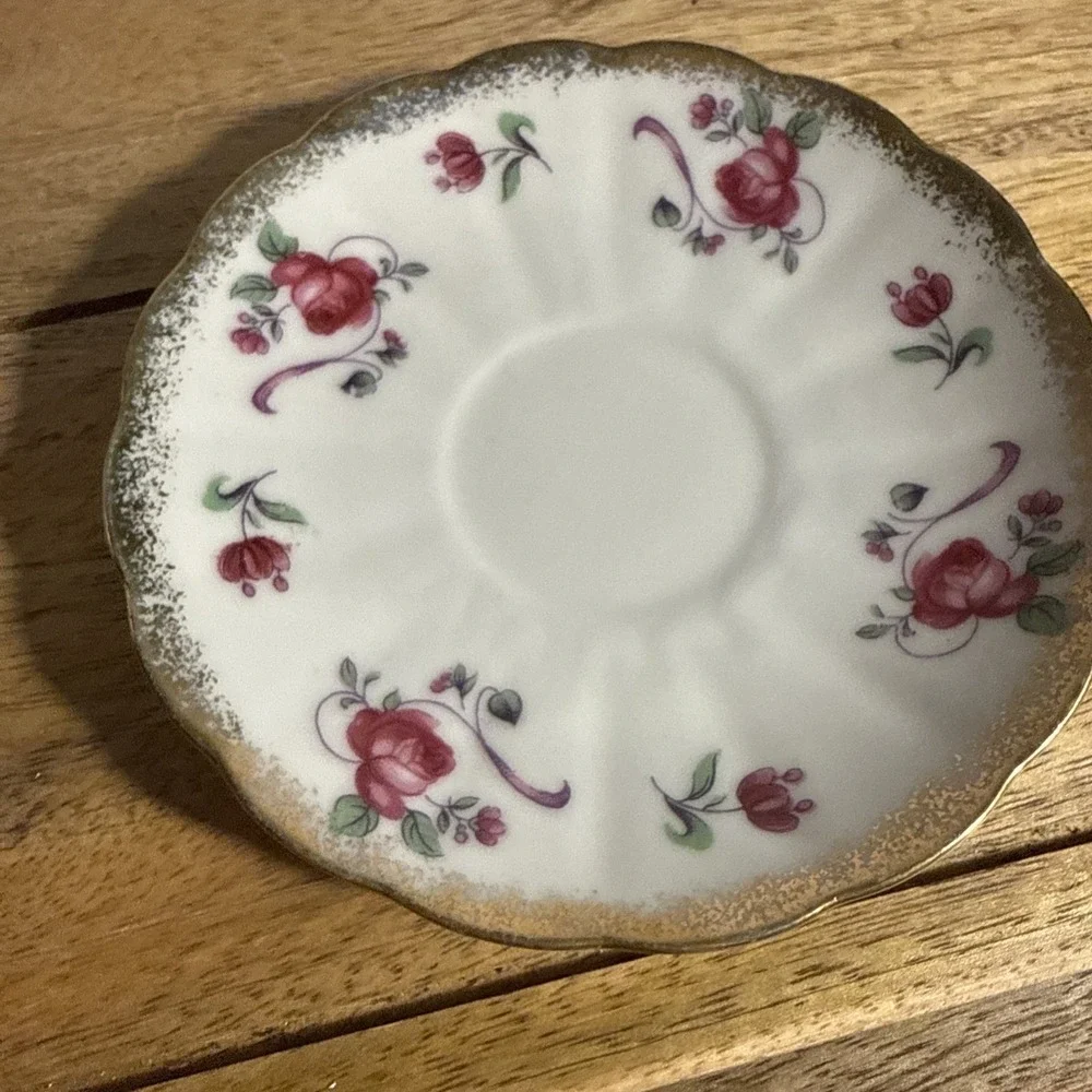 Vintage tea cup and saucer Made In Japan Demitasse footed gold trim